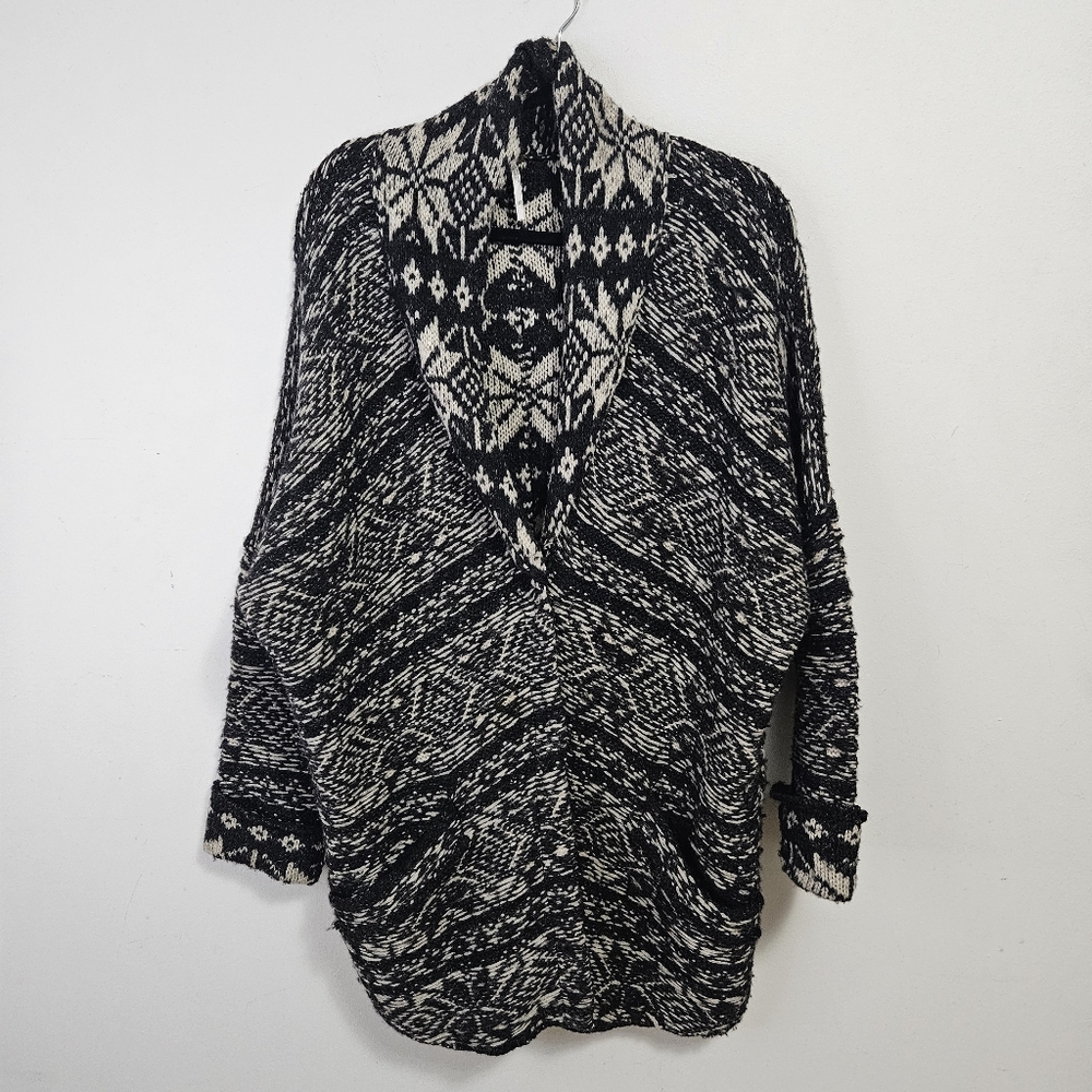 Free People Hidden Snowflake Oversize Cardigan XS Wool Boho - Picture 3 of 13